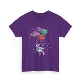 Astronaut Planet Balloons Kids T-Shirt - Purple