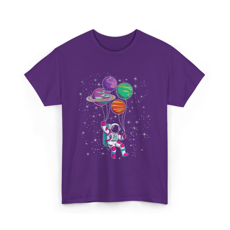 Astronaut Planet Balloons Kids T-Shirt - Purple