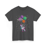 Astronaut Planet Balloons Kids T-Shirt - Dark Heather