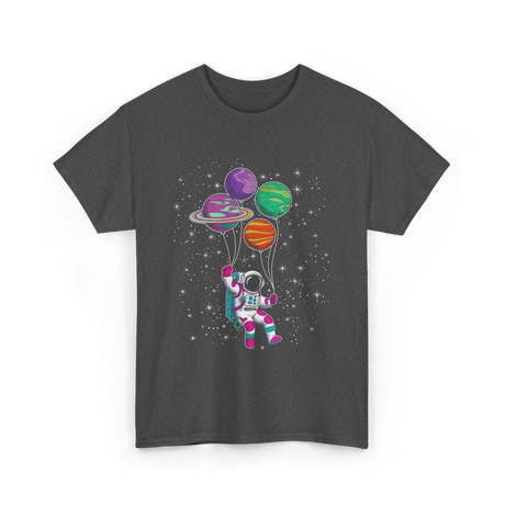 Astronaut Planet Balloons Kids T-Shirt - Dark Heather