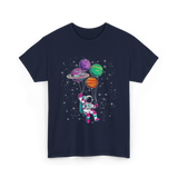 Astronaut Planet Balloons Kids T-Shirt - Navy