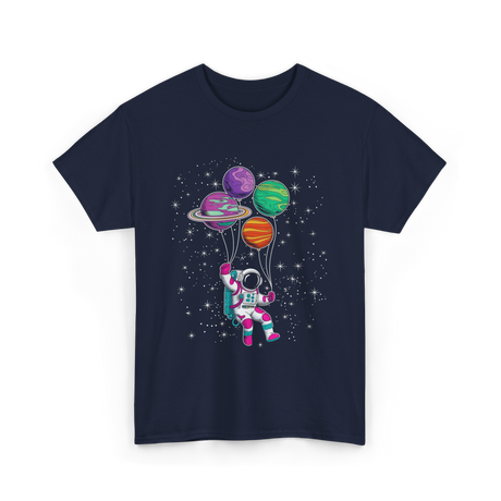 Astronaut Planet Balloons Kids T-Shirt - Navy