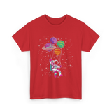 Astronaut Planet Balloons Kids T-Shirt - Red