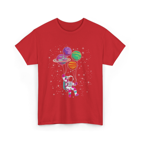 Astronaut Planet Balloons Kids T-Shirt - Red