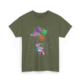 Astronaut Planet Balloons Kids T-Shirt - Military Green