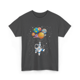 Astronaut With Planets Space T-Shirt - Dark Heather