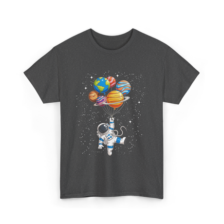 Astronaut With Planets Space T-Shirt - Dark Heather