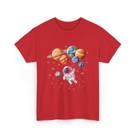 Astronaut with Planets Space T-Shirt - Red