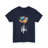 Astronaut With Planets Space T-Shirt - Navy