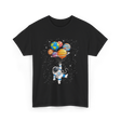 Astronaut With Planets Space T-Shirt - Black