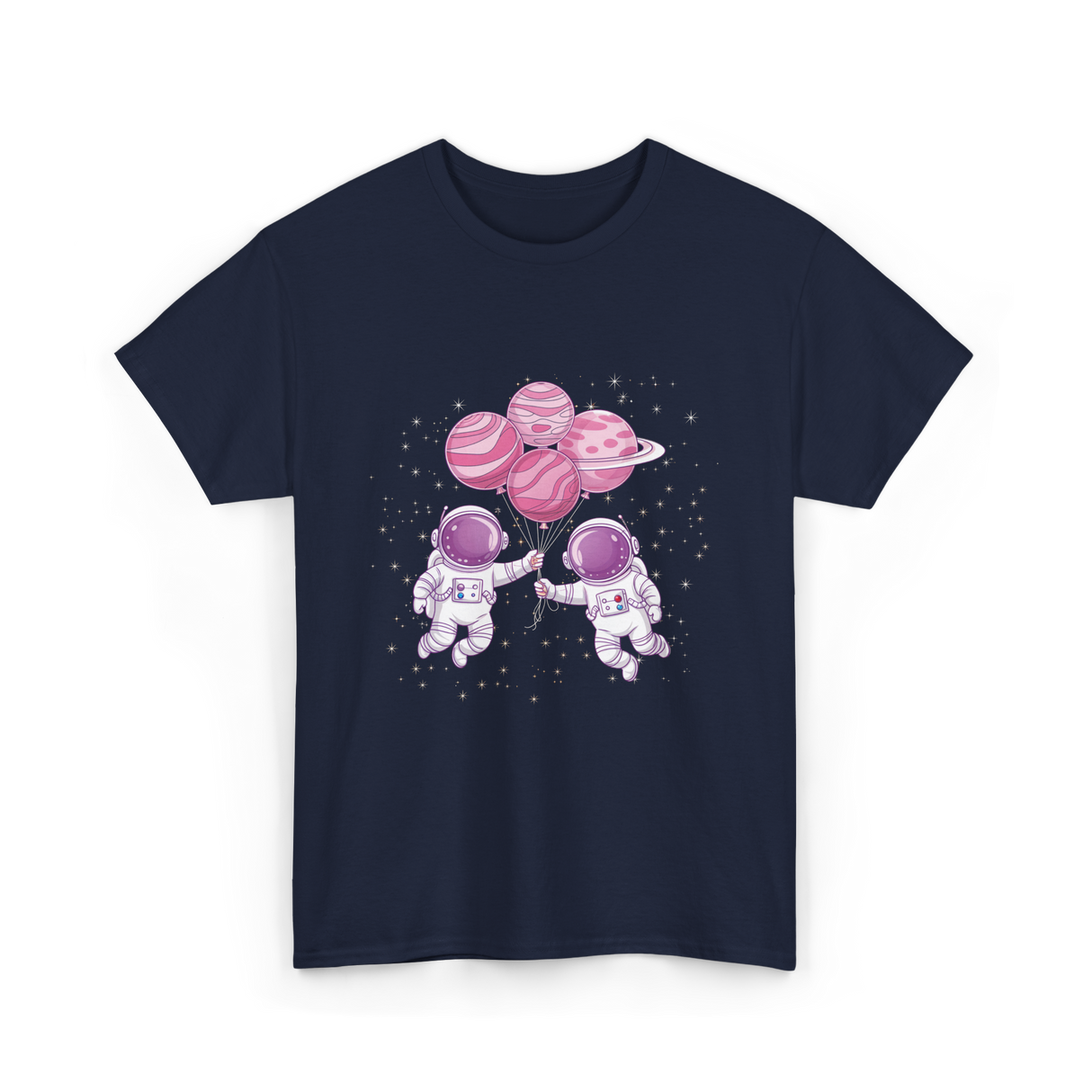 Astronauts with Balloons Space T-Shirt - Navy