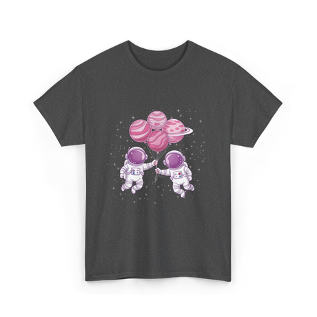 Astronauts with Balloons Space T-Shirt - Dark Heather