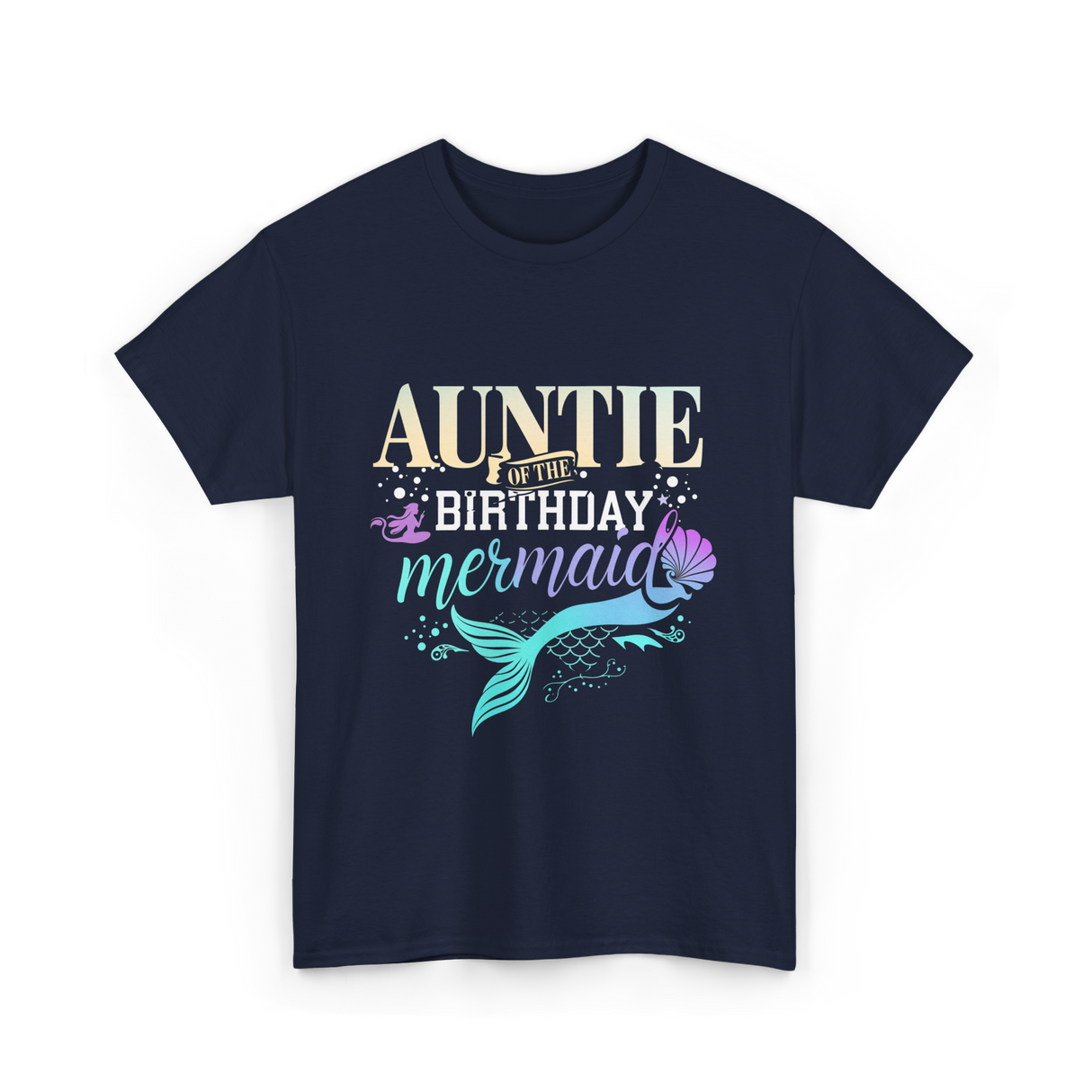 Auntie of the Birthday Mermaid T-Shirt - Navy