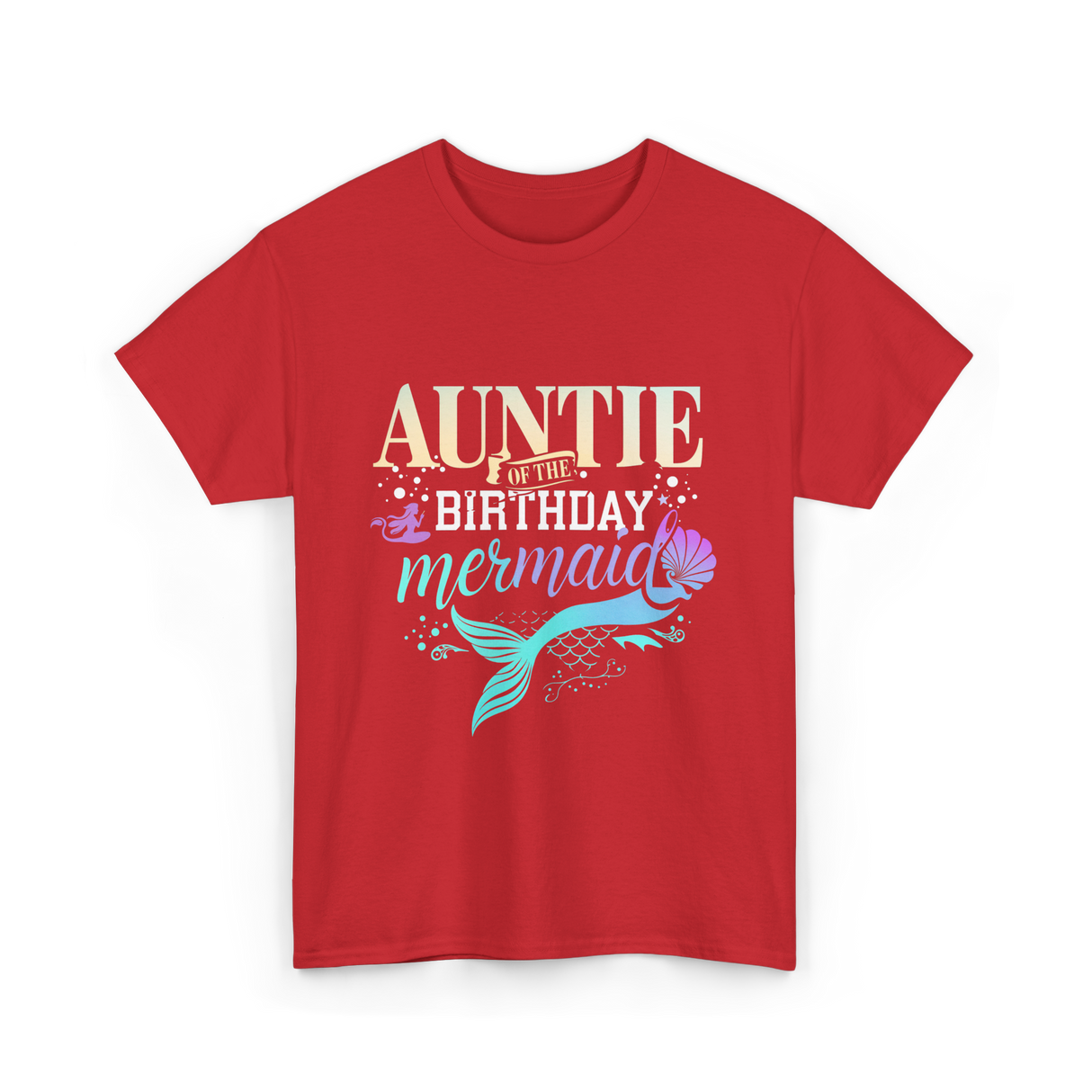 Auntie of the Birthday Mermaid T-Shirt - Red