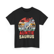 Auntie Saurus Dinosaur Family T-Shirt - Black