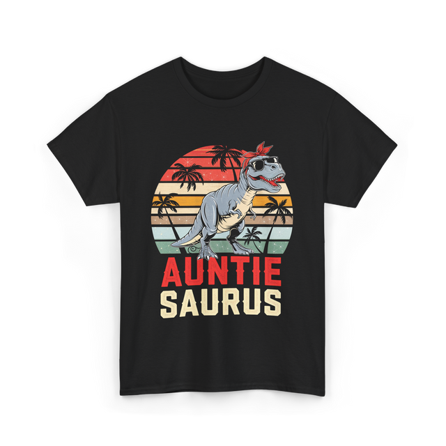 Auntie Saurus Dinosaur Family T-Shirt - Black