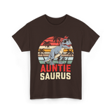 Auntie Saurus Dinosaur Family T-Shirt - Dark Chocolate