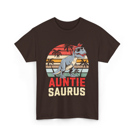 Auntie Saurus Dinosaur Family T-Shirt - Dark Chocolate