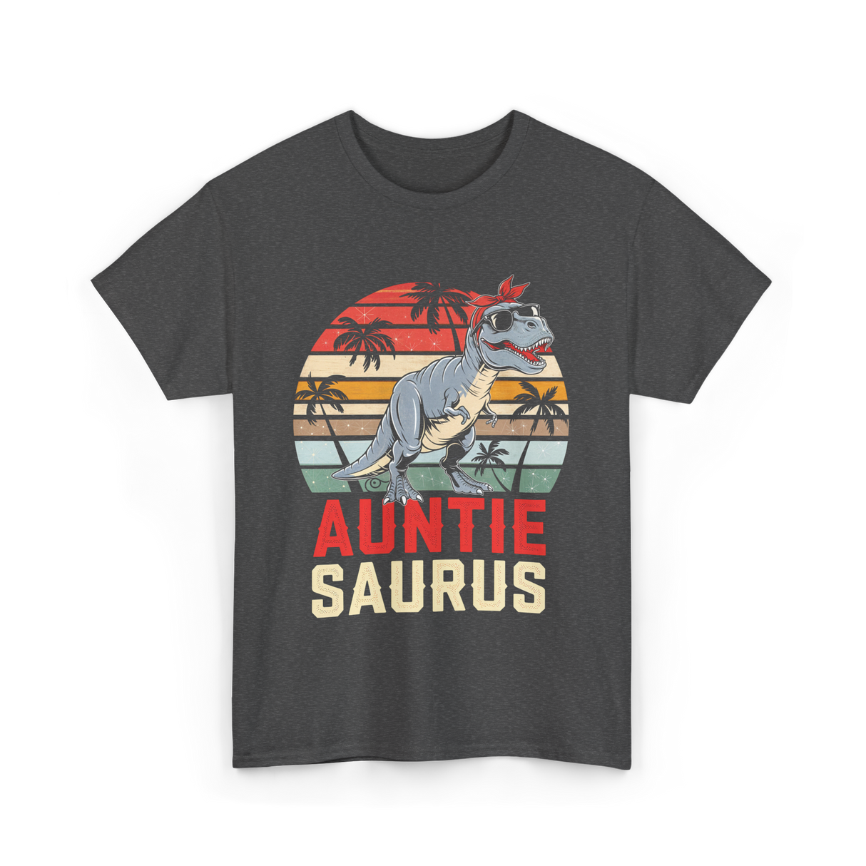 Auntie Saurus Dinosaur Family T-Shirt - Dark Heather