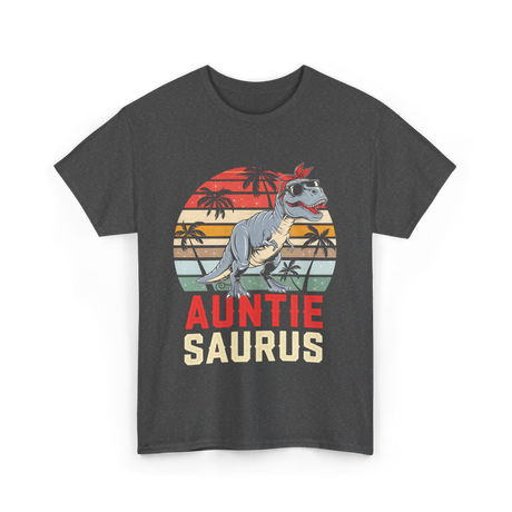 Auntie Saurus Dinosaur Family T-Shirt - Dark Heather