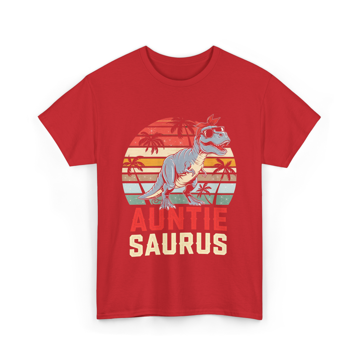 Auntie Saurus Dinosaur Family T-Shirt - Red