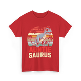 Auntie Saurus Dinosaur Family T-Shirt - Red