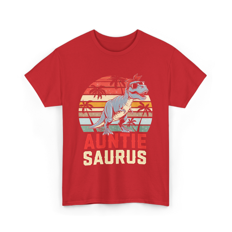 Auntie Saurus Dinosaur Family T-Shirt - Red