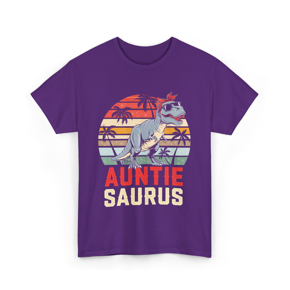 Auntie Saurus Dinosaur Family T-Shirt - Purple