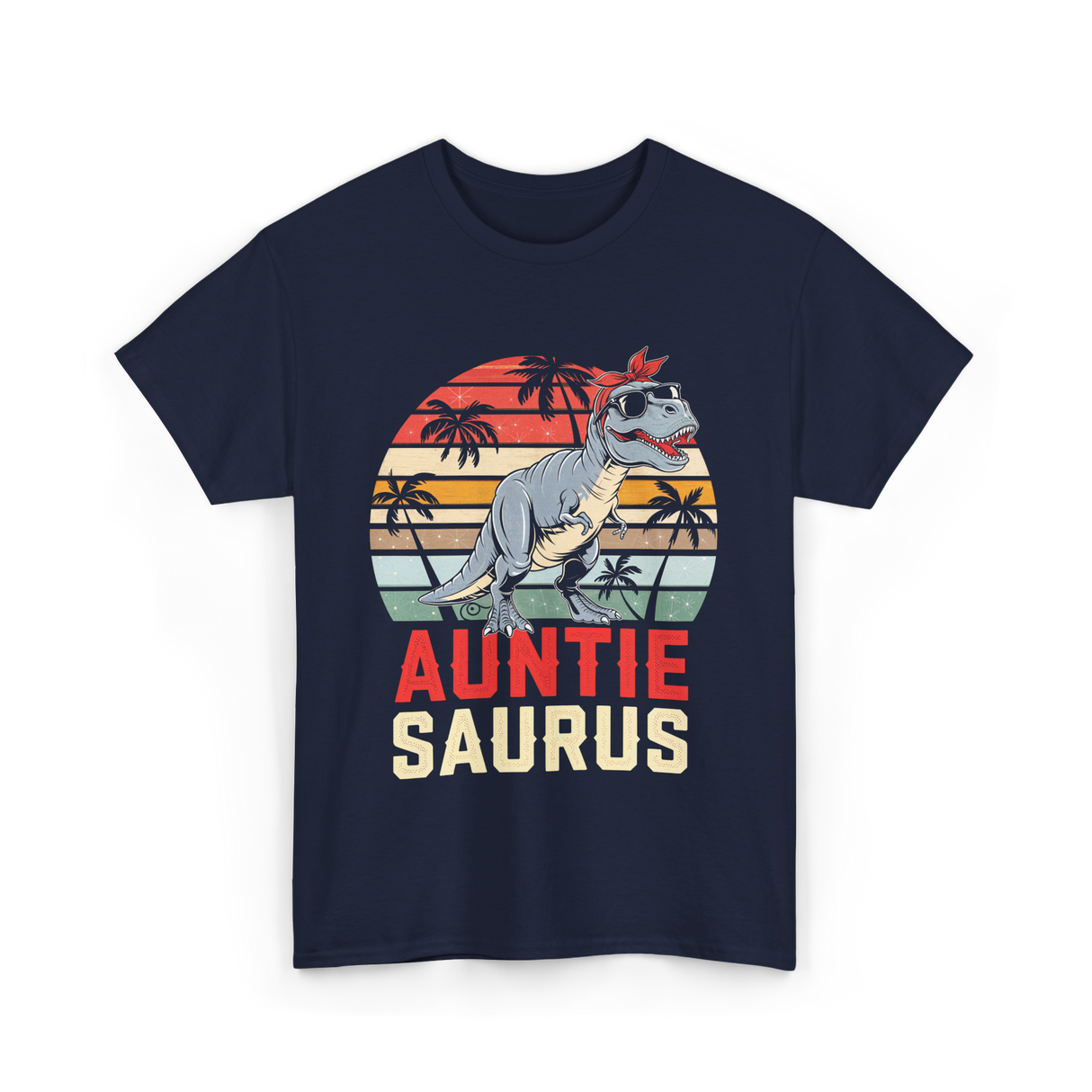 Auntie Saurus Dinosaur Family T-Shirt - Navy