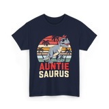 Auntie Saurus Dinosaur Family T-Shirt - Navy