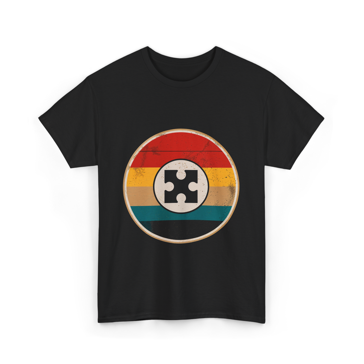 Autism Awareness Retro Puzzle Design T-Shirt - Black