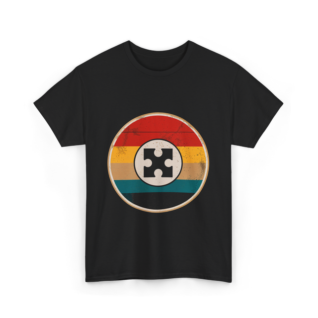 Autism Awareness Retro Puzzle Design T-Shirt - Black