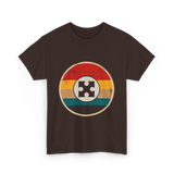 Autism Awareness Retro Puzzle Design T-Shirt - Dark Chocolate