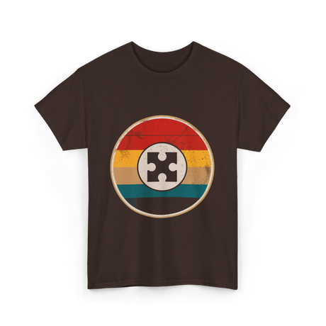 Autism Awareness Retro Puzzle Design T-Shirt - Dark Chocolate