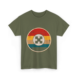 Autism Awareness Retro Puzzle Design T-Shirt - Military Green