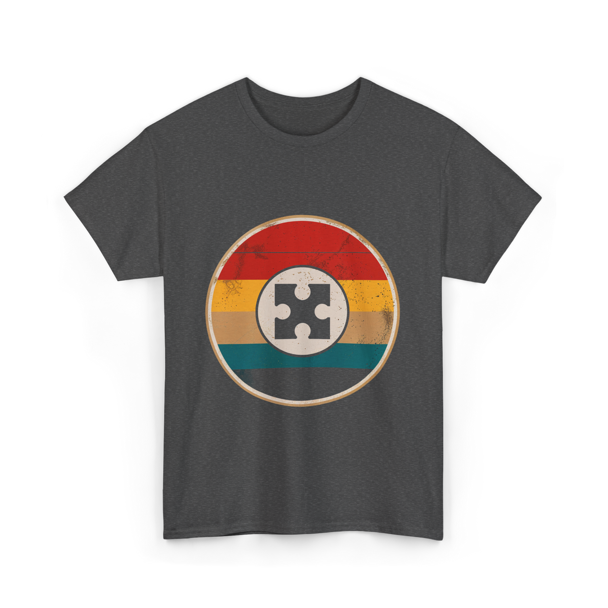 Autism Awareness Retro Puzzle Design T-Shirt - Dark Heather