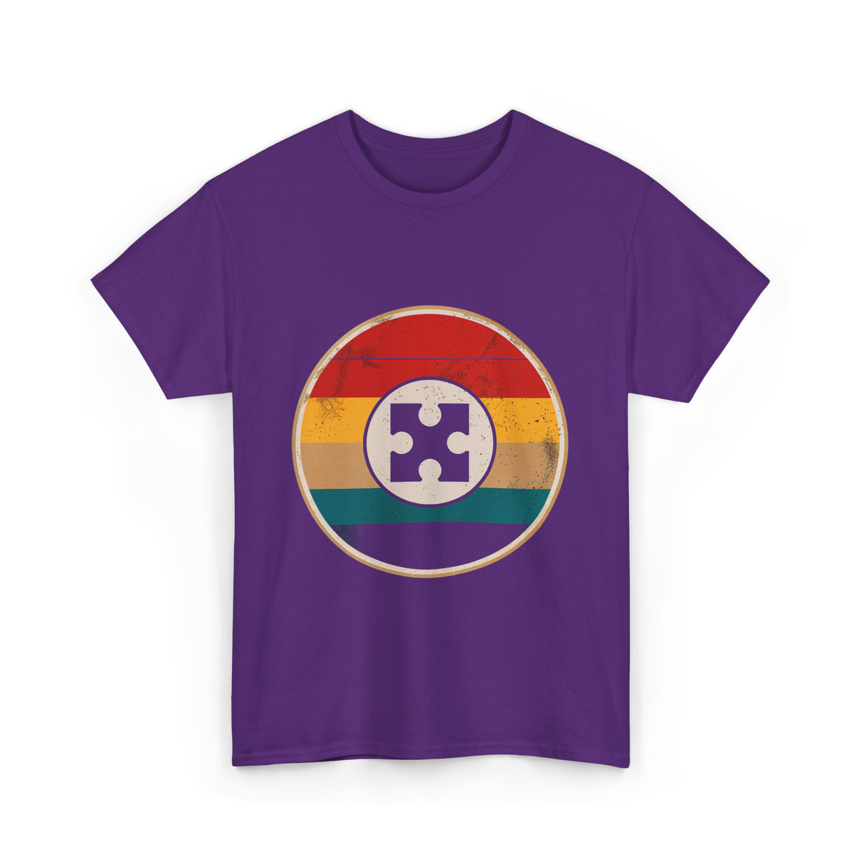 Autism Awareness Retro Puzzle Design T-Shirt - Purple