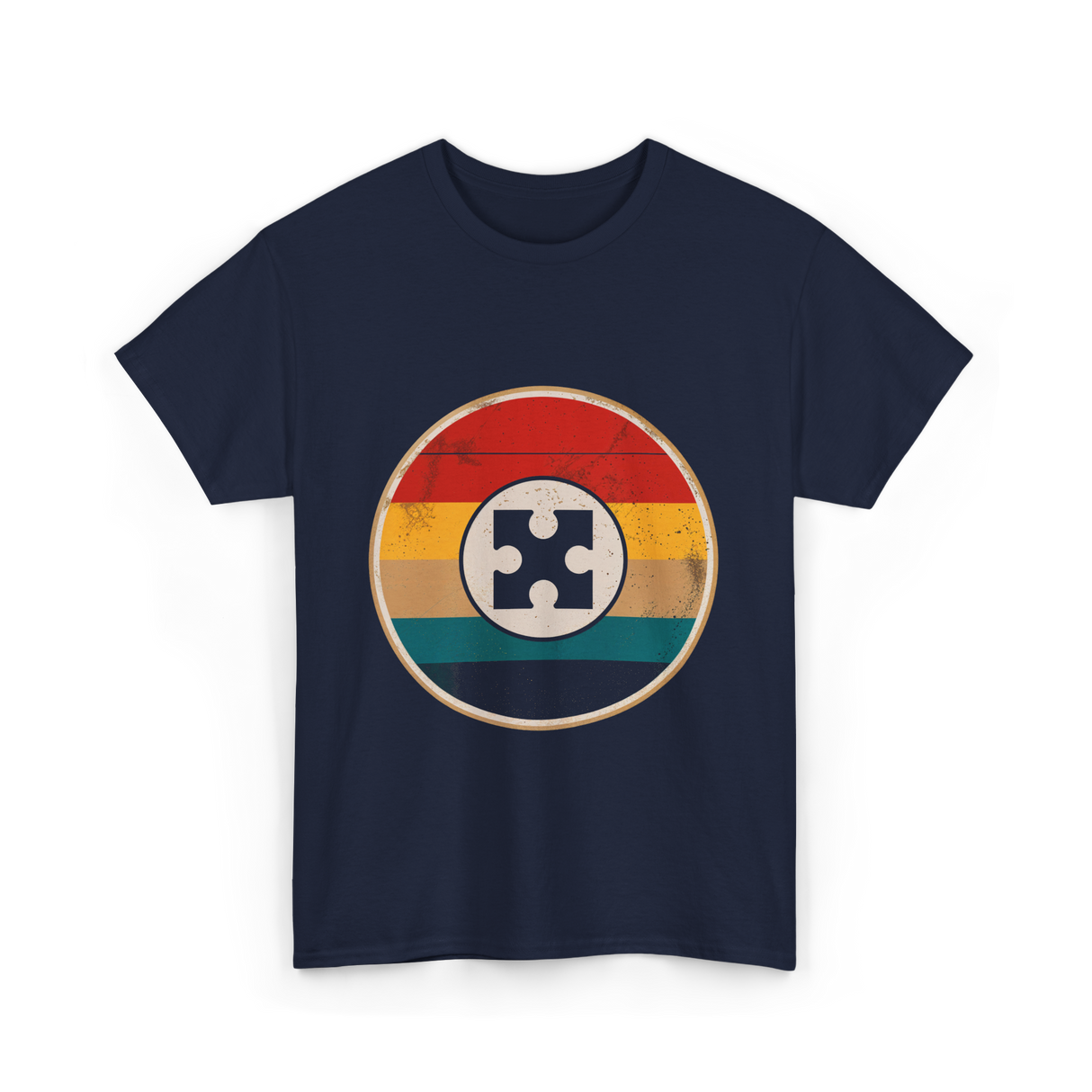 Autism Awareness Retro Puzzle Design T-Shirt - Navy