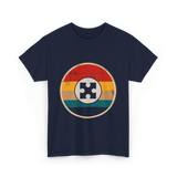 Autism Awareness Retro Puzzle Design T-Shirt - Navy