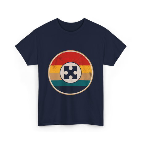 Autism Awareness Retro Puzzle Design T-Shirt - Navy