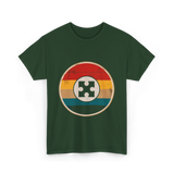 Autism Awareness Retro Puzzle Design T-Shirt - Forest Green