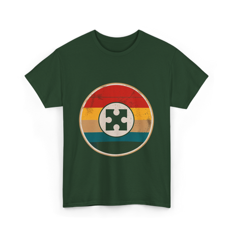 Autism Awareness Retro Puzzle Design T-Shirt - Forest Green