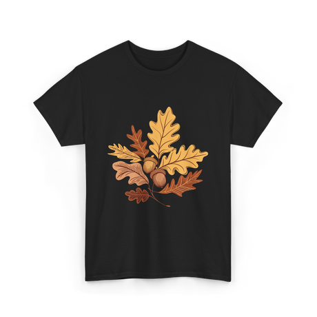 Autumn Leaves Acorns Fall T-Shirt - Black