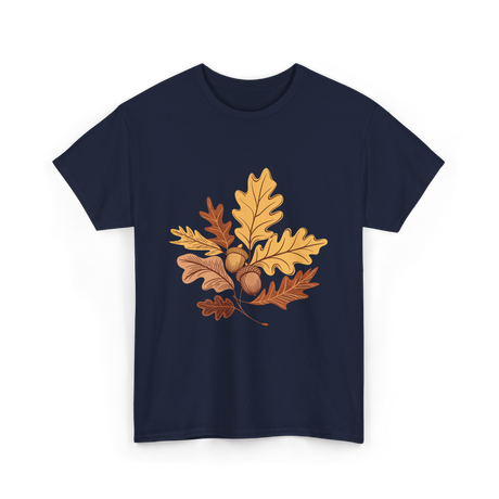 Autumn Leaves Acorns Fall T-Shirt - Navy