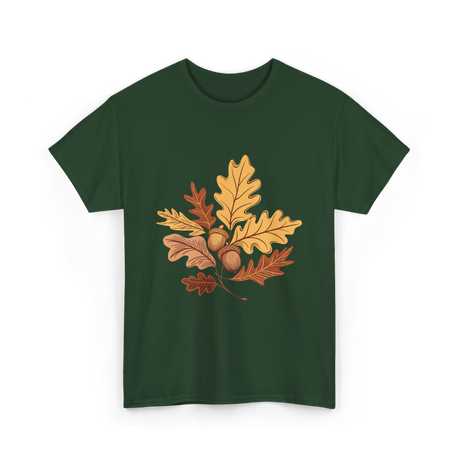 Autumn Leaves Acorns Fall T-Shirt - Forest Green