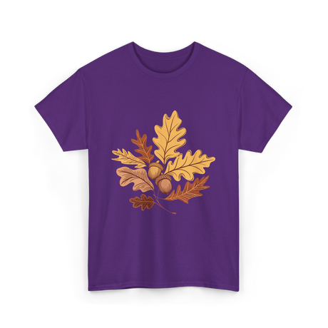 Autumn Leaves Acorns Fall T-Shirt - Purple