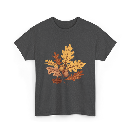 Autumn Leaves Acorns Fall T-Shirt - Dark Heather