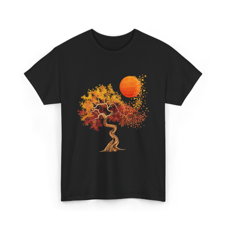 Autumn Tree Sun Nature Landscape T-Shirt - Black