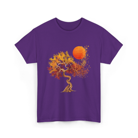 Autumn Tree Sun Nature Landscape T-Shirt - Purple