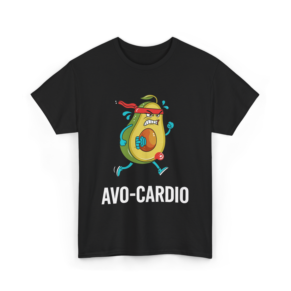 Avo-Cardio Avocado Fitness T-Shirt - Black